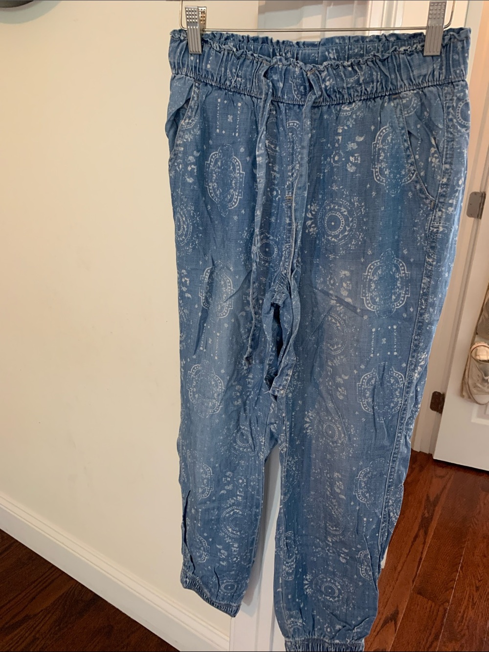 Knox Rose Blue Printed Wide-Leg Jeans